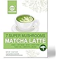 GANOHERB Mushroom Matcha Latte Powder, 7.4 Ounce, 7 Superfood Mushrooms with 25% Beta-Glucans, Lions Mane, Reishi, Chaga, Coconut Powder, Ceremonial Grade Matcha Latte Green Tea