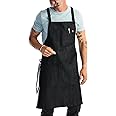 hedley & bennett Crossback Apron - Crossback Chef Apron with Pockets - 100% Cotton Denim, 8oz - Abalone Black