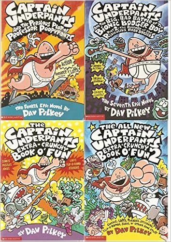 4 Volumes Of Captain Underpants Extra Crunchy Book O Fun - 