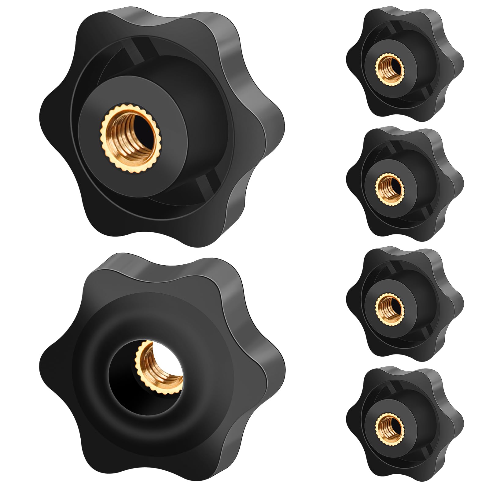 Caianwin M8 Clamping Nuts 6Pcs Knob Grip Screw,Plastic Star Nuts For Machines And Systems, Furniture, Machine Tools, Fitness Equipment