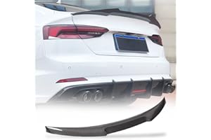 JC SPORTLINE Carbon Fiber Trunk Spoiler Compatible with 2018-2024 Audi A5 S5 RS5 4-Door B9 Rear Lip Spoiler High Kick Wing Body Kits Factory Outlet