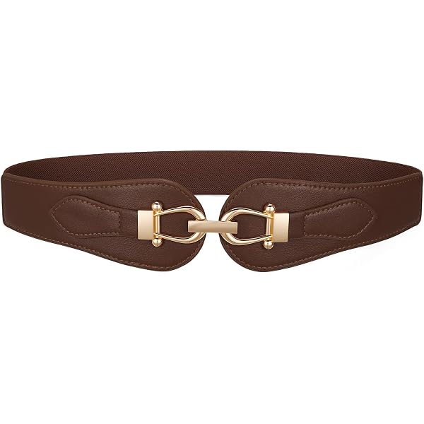 Calf Hair And Leather Stretch Belt With Gold Double Horeshoe Buckle Chico main image 4