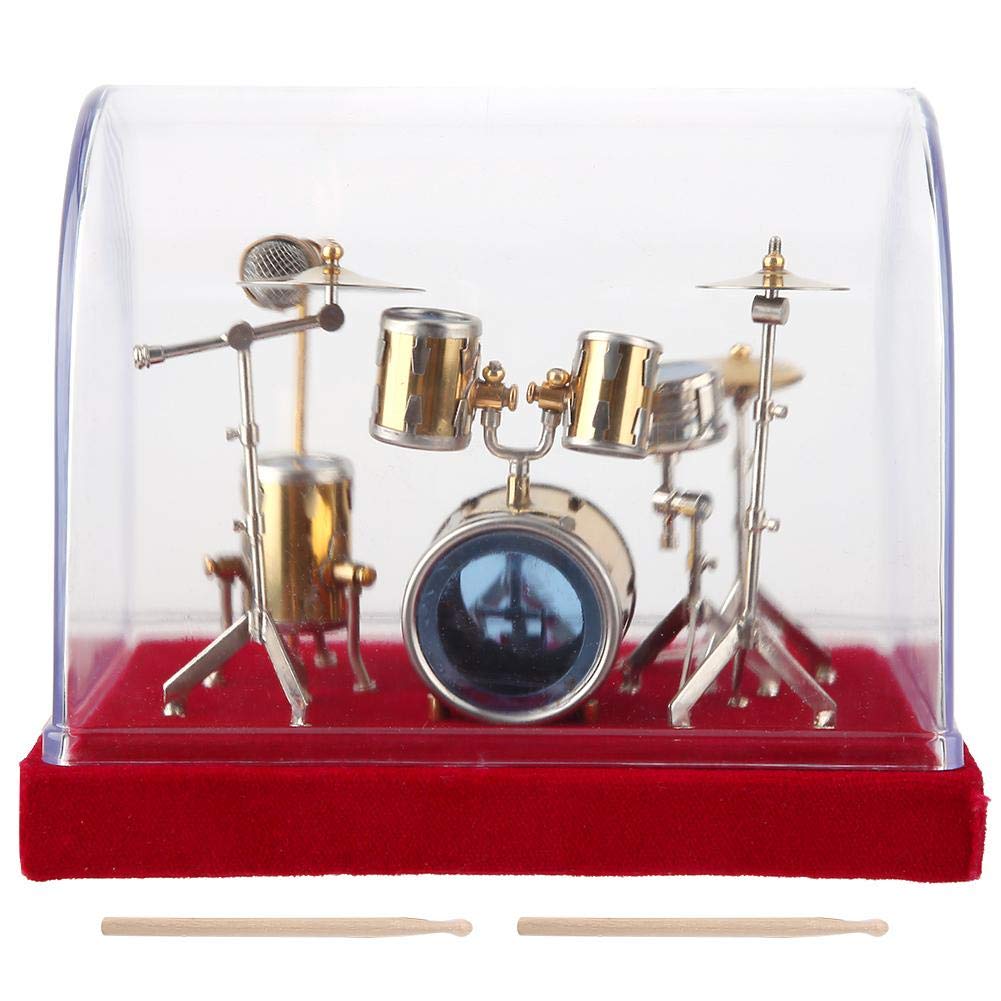 Hztyyier Metal Desktop Drum 3D Model Set Miniature Musical Instrument Drum Decoration Display Mini Craft for Home Ornaments(14cm) Ornaments