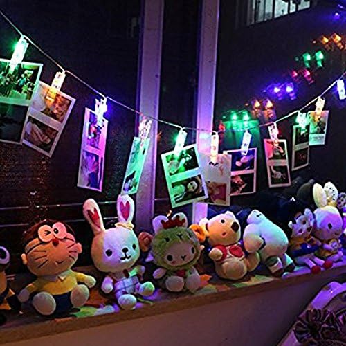discoGoods 20 LED Photo Clips String Lights 2.2 M Steady Light for Hanging Pictures Photos Cards On Valentine's Day Christmas Birthday Party Wedding (Colorful)
