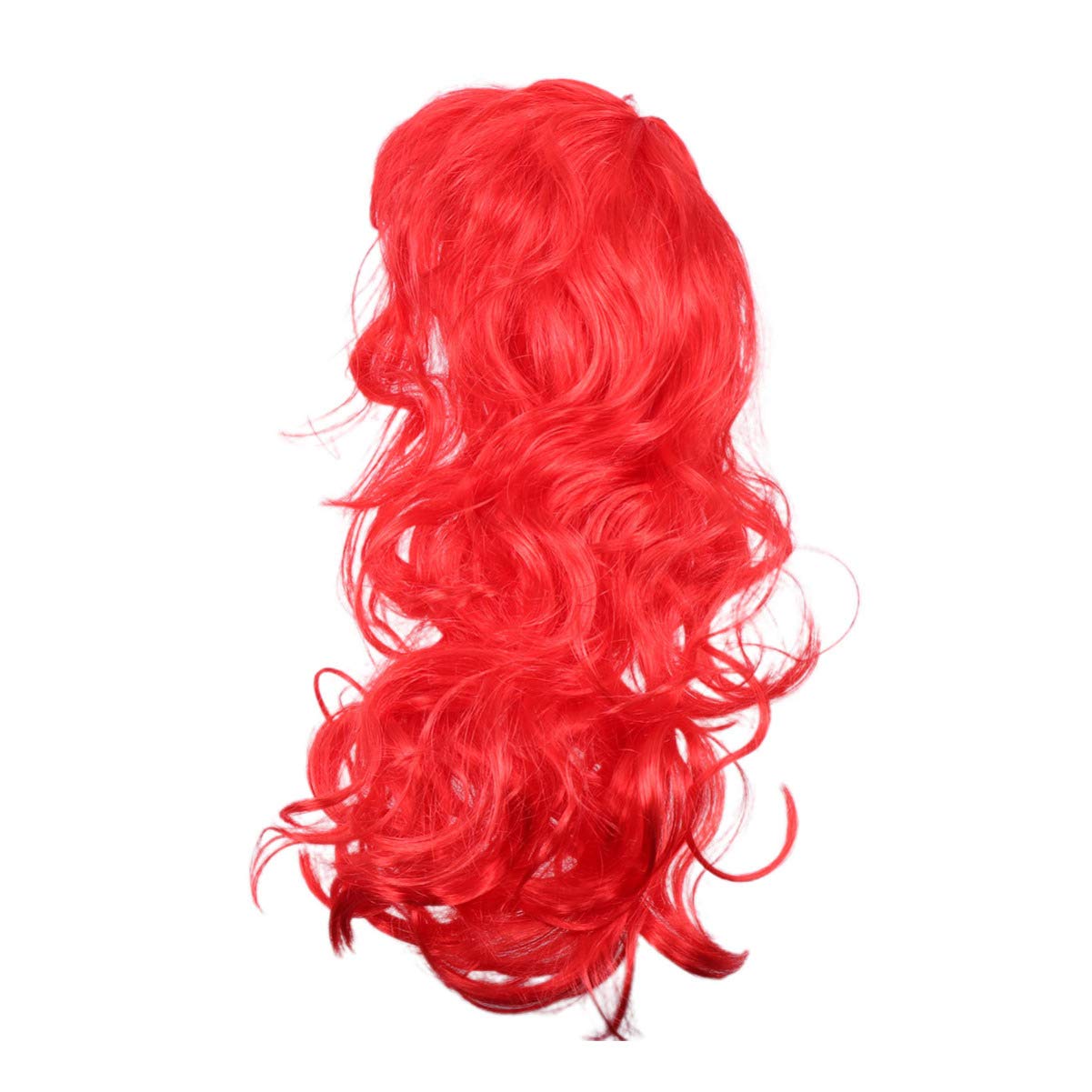 Lurrose Woman Long Curly Wig Heat Resistant Fiber Wigs with Bangs Synthetic Hairpiece Cosplay Wig for Halloween Christmas Party (Red)