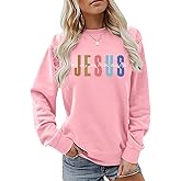 Lubpow Christian Sweatshirts for Women Jesus Sweatshirt Religious Faith Inspirational Bible Verse Long Sleeve Pullover Tops