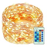 Decute 99 Feet 300 LEDs Copper Wire Christmas String Lights Dimmable with Remote Control, Fairy Starry Lights with UL Cerficated Decorative for Party Wedding Bedroom Christmas Tree, Warm White