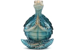 VVGIFTS Sea Turtle Meditation Yoga Decor, Sea Turtle Meditating Coastal Beach Decorations, Zen Yoga Resin Sea Turtle Statue for Home Office Decorations (Put The Palm Together)