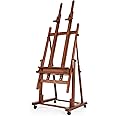 VISWIN Double Mast Heavy-Duty H-Frame Easel, Hold Canvas up to 83", Tilts Flat & Movable, Adjustable Beech Wood Large Easel Stand for Painting with Storage, Professional Art Easel for Adults, Artists