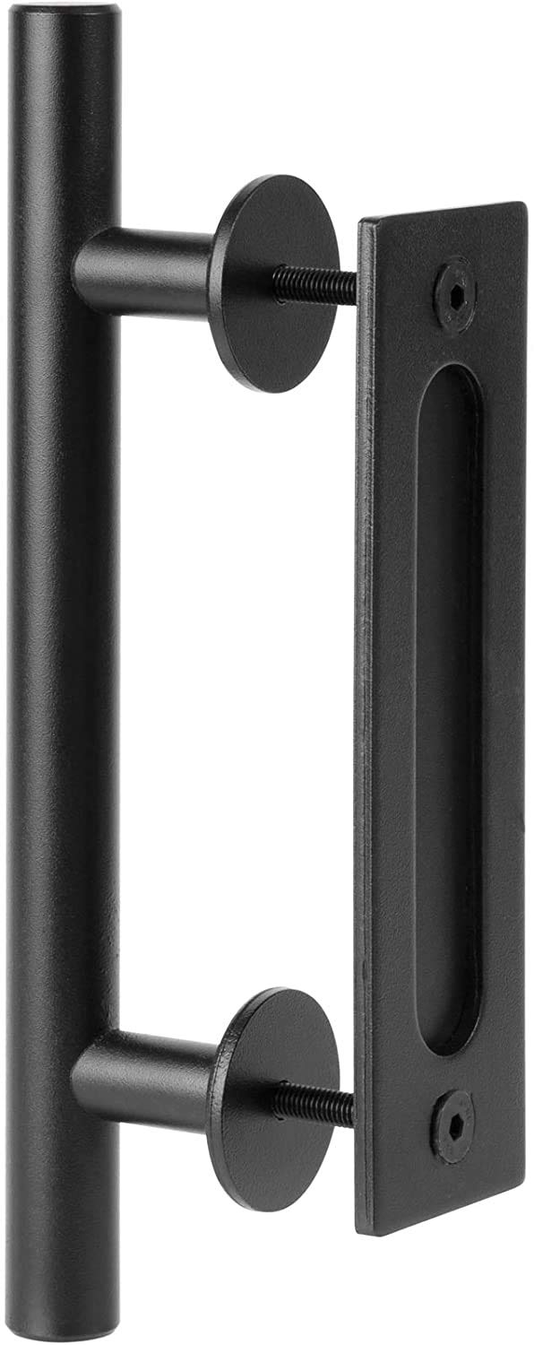 Square Stainless Steel Door Handles Pull, 1PCS Barn Door Handles Pull Black Vintage Style Sliding Gate for Home Hotel