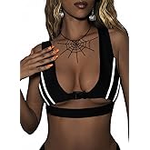 Reflective Rave Tank for Women - Festival Crop Top EDC Party Buckle Underboob Shirt Sexy Bikini Bra Concert Outfits