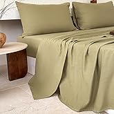 NSNLGSGC 100% Muslin Cotton Sheet Set Queen Size, 2-Layer Washed Cotton Gauze Linen Feel Like Bed Sheets, 4-Pieces Bed Blanket Sheet Set with Deep Pocket(Sage Green,Queen)