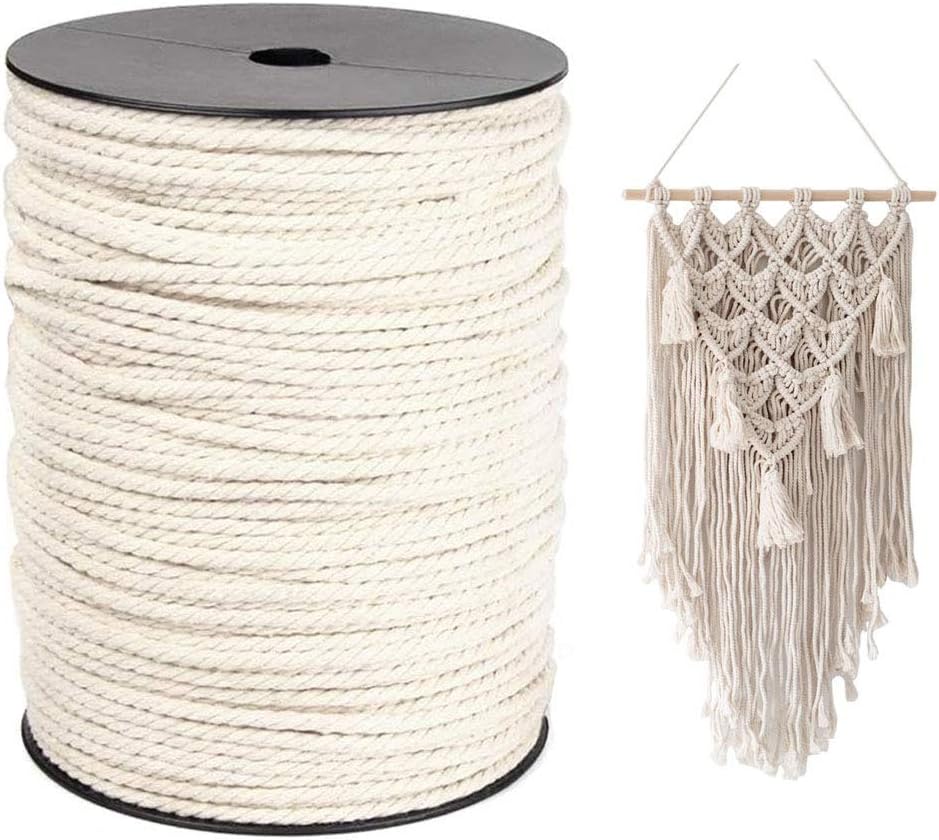 YiDiar Macrame Cord 3mm x 328 Yards 100 Natural Cotton