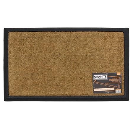 Jvl Granite Natural Coir Rubber Backed Entrance Door Mat 45x75cm