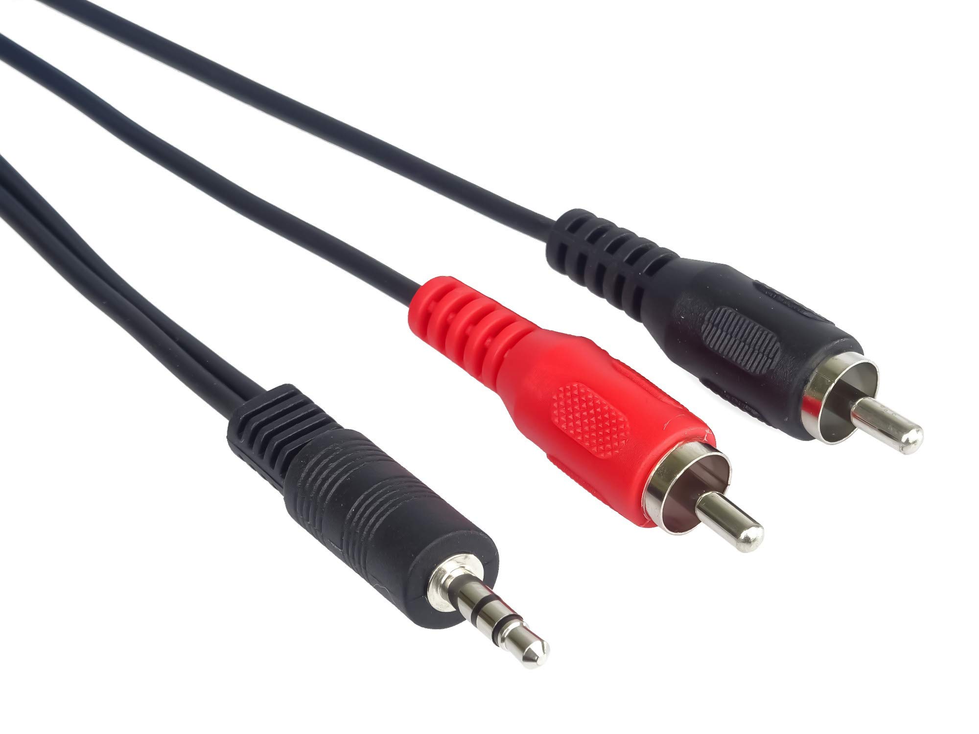 PremiumCord Jack to RCA Y Cable 5 m, Jack Plug 3.5 mm to 2x RCA Male Jack to RCA Stereo Audio for Digital Camera, TV, Mobile Phones, MP3, HiFi, Colour: Black