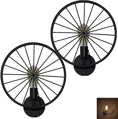 2PCS Retro Wandleuchte, industrielle Vintage Lampenschirm Rad schwarz