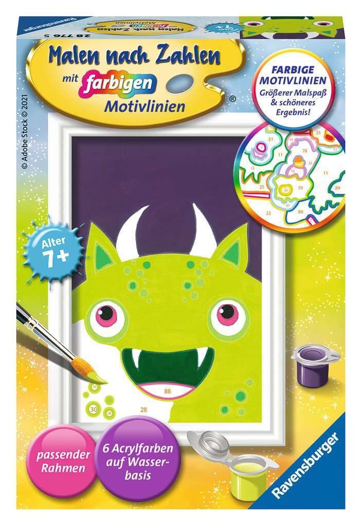 Ravensburger CreArt 28776 - Cheeky Monster - Painting by Numbers for Children from 7 Years, Painting Set with Frame, Brush and Acrylic Paints, Gift for Girls and Boys