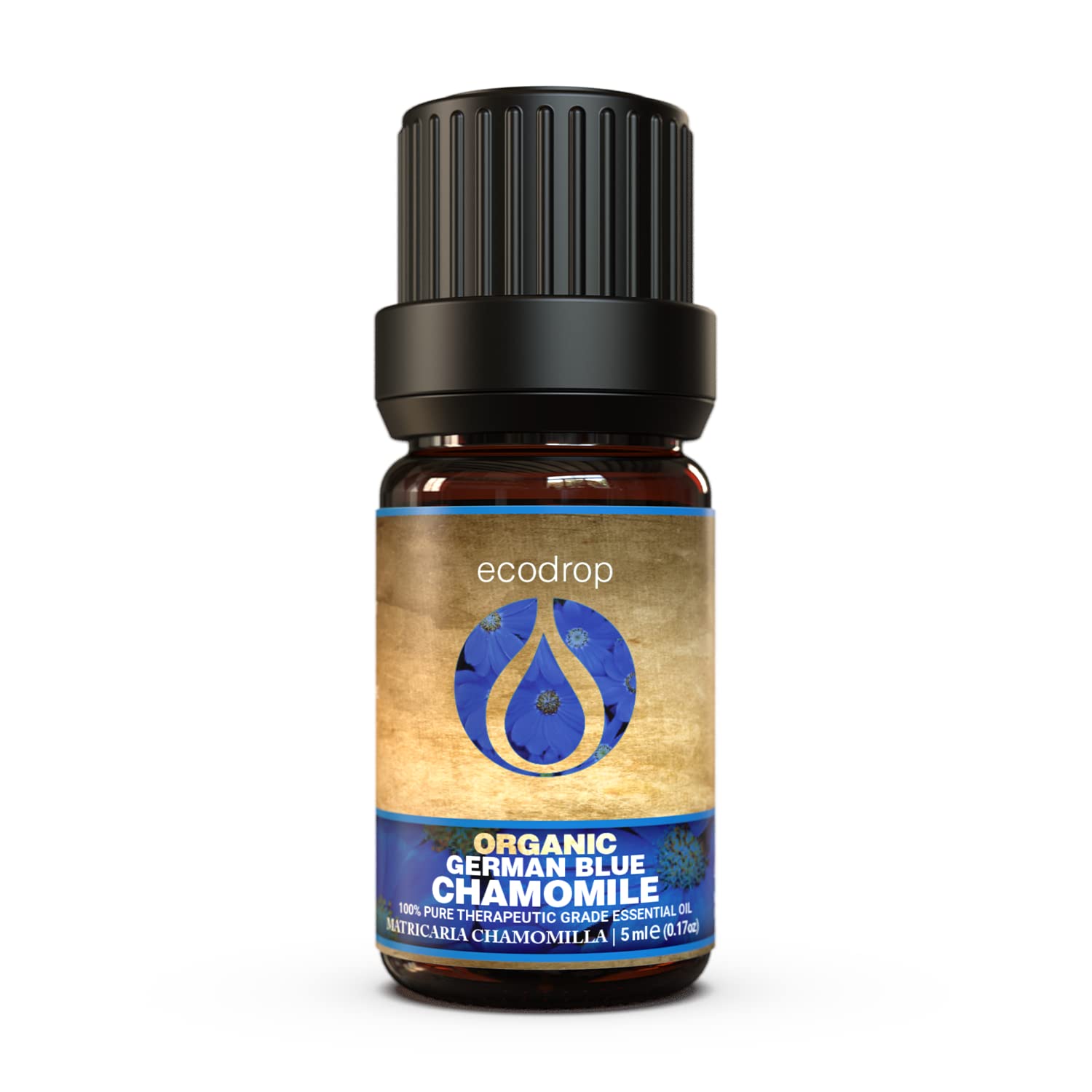 Ecodrop German Chamomile Essential Oil - 5ml | 100% Natural Matricaria Chamomilla Oil | Organic Aromatherapy Diffuser & Massage Oil for Relaxation, Calm, Mood, Focus & Skincare