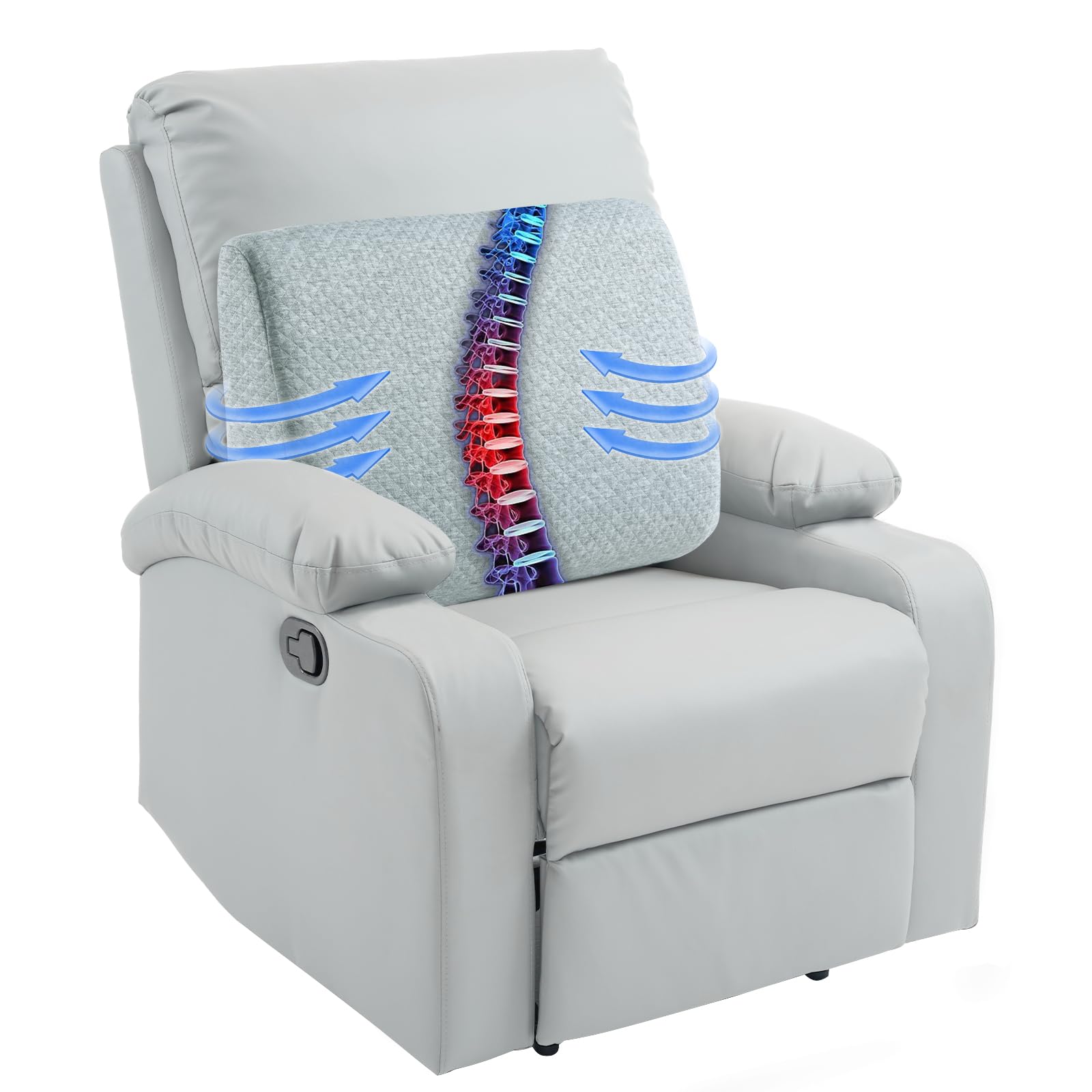 Photo 1 of HOMBYS Lumbar Support Pillow for Recliner Chair, Memory Foam Back Support Cushion for Elderly,Extra Large Lumbar Support Pillow,Thick Backrest for Home Reading (Light Grey, 20“x13.5"x5")