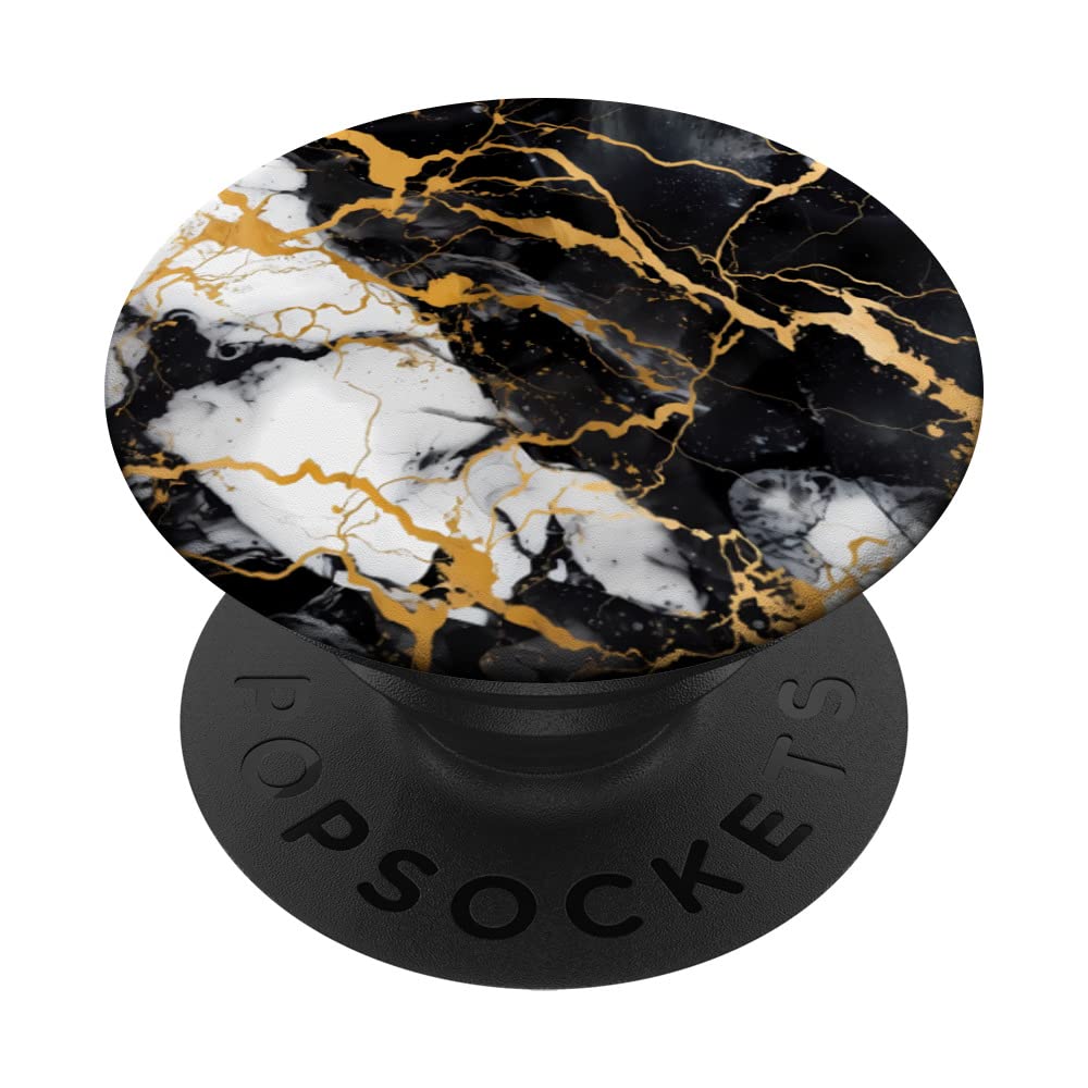 Marble-like Gold and Black and White PopSockets Swappable PopGrip