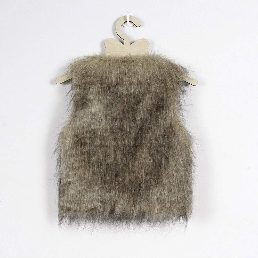 Baby Girls Faux Fur Vest Coat Kids Autumn Winter Thick Warm Outwear Cute Waistcoat: Clothing