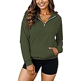 YeGine Womens Sweatshirt Oversized Quarter Zip Pullover Half Zip Long Sleeve Top