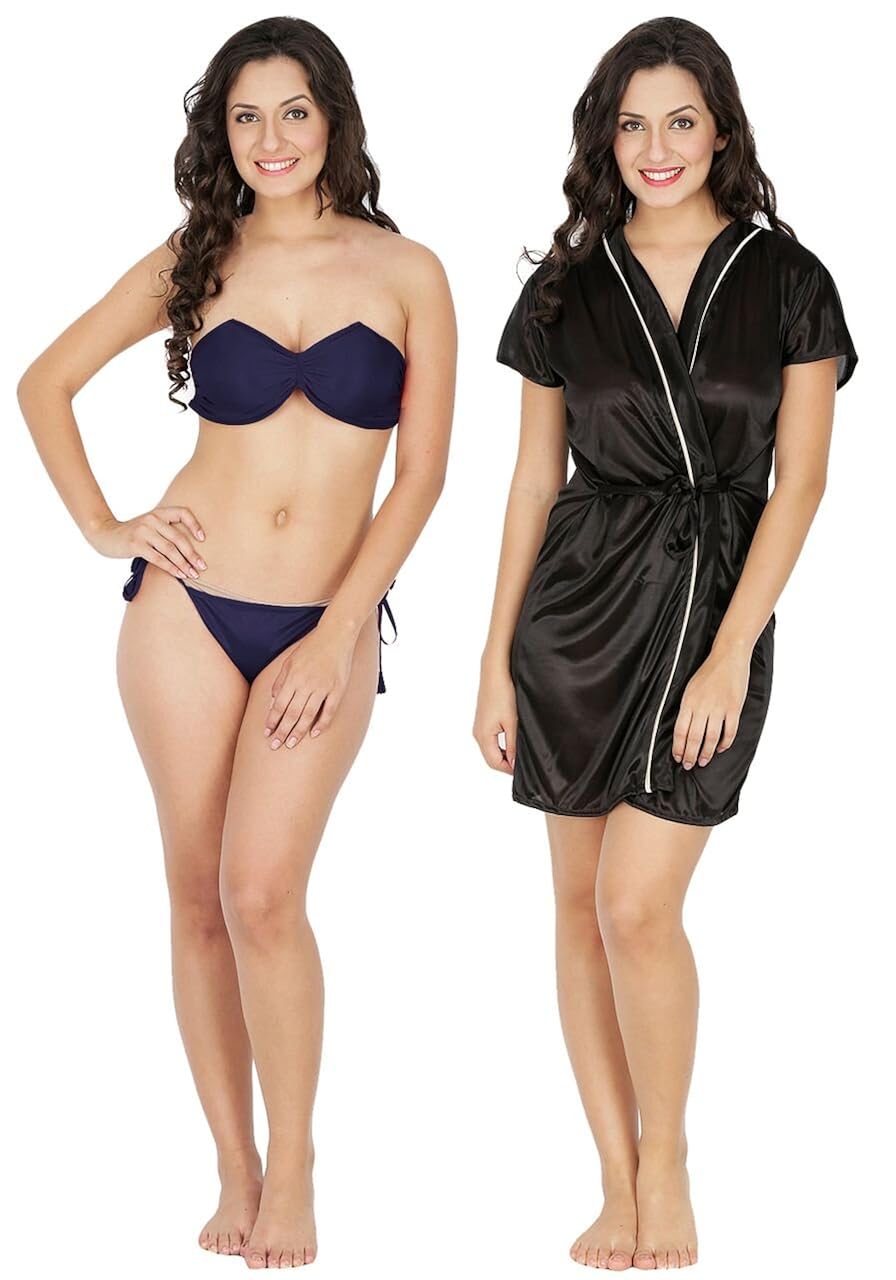 klamotten satin women nightwear and bikini set combo (221n-211k_multicolor_free size)