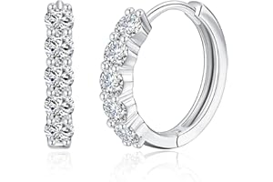 IMOLOVE Huggie earrings for women Ear Cuff Moissanite Stud Earrings Hypoallergenic Earrings for Women Sterling Silver Earrings for Women with 18K White Gold Plated