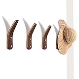 4 Pieces Wooden Coat Hooks Wall-Mounted Natural Wood Wall Hanger Simple Modern V Shape Wall Mount Storage Coat Rack for Hangi