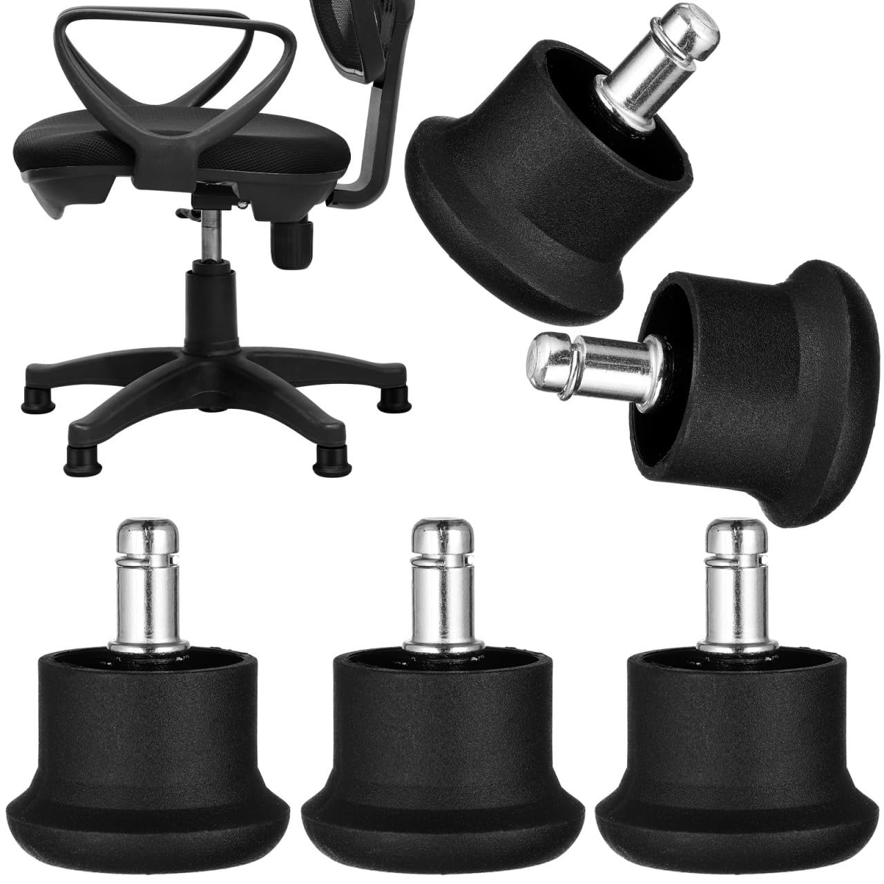 VORCOOL 5pcs Chairs Glide Castors Glides Replacement Furniture Floor Gliders for Office Home(Black)