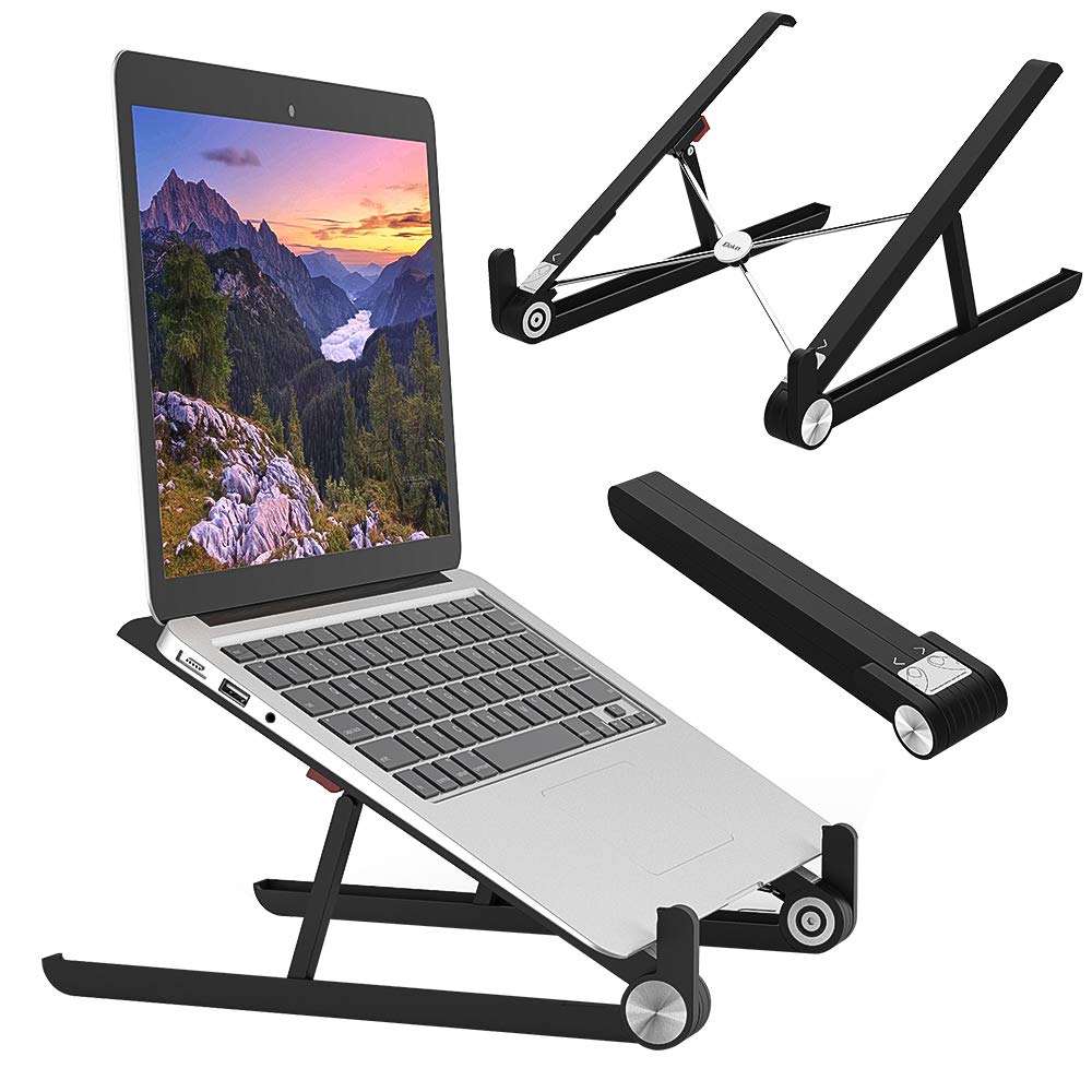Laptop Stand,Elekin Adjustable Stand for Desk, Portable Light-weight Holder for Laptop/Notebook/Thinkpad/MacBook Pro/air, Foldable,Universal Stand size 11 inch -15.6 inch-Black