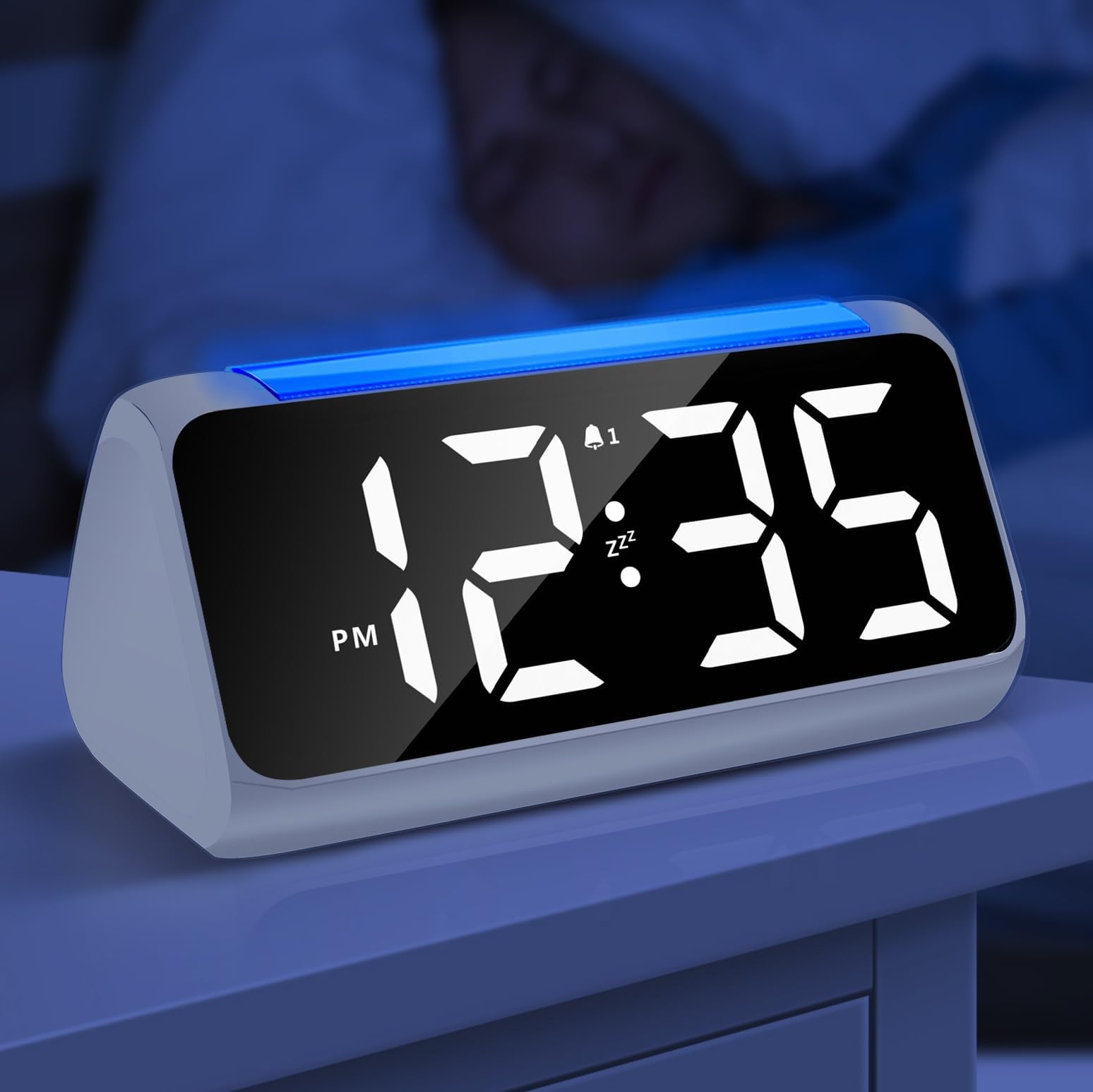 Alarm Clock Bedside with Night Light, Simple Large LED Display Big Number Digital Alarm Clocks for Living Room, with Dimmer USB Charger, Dual Alarm Clocks, Room Decor — image 1