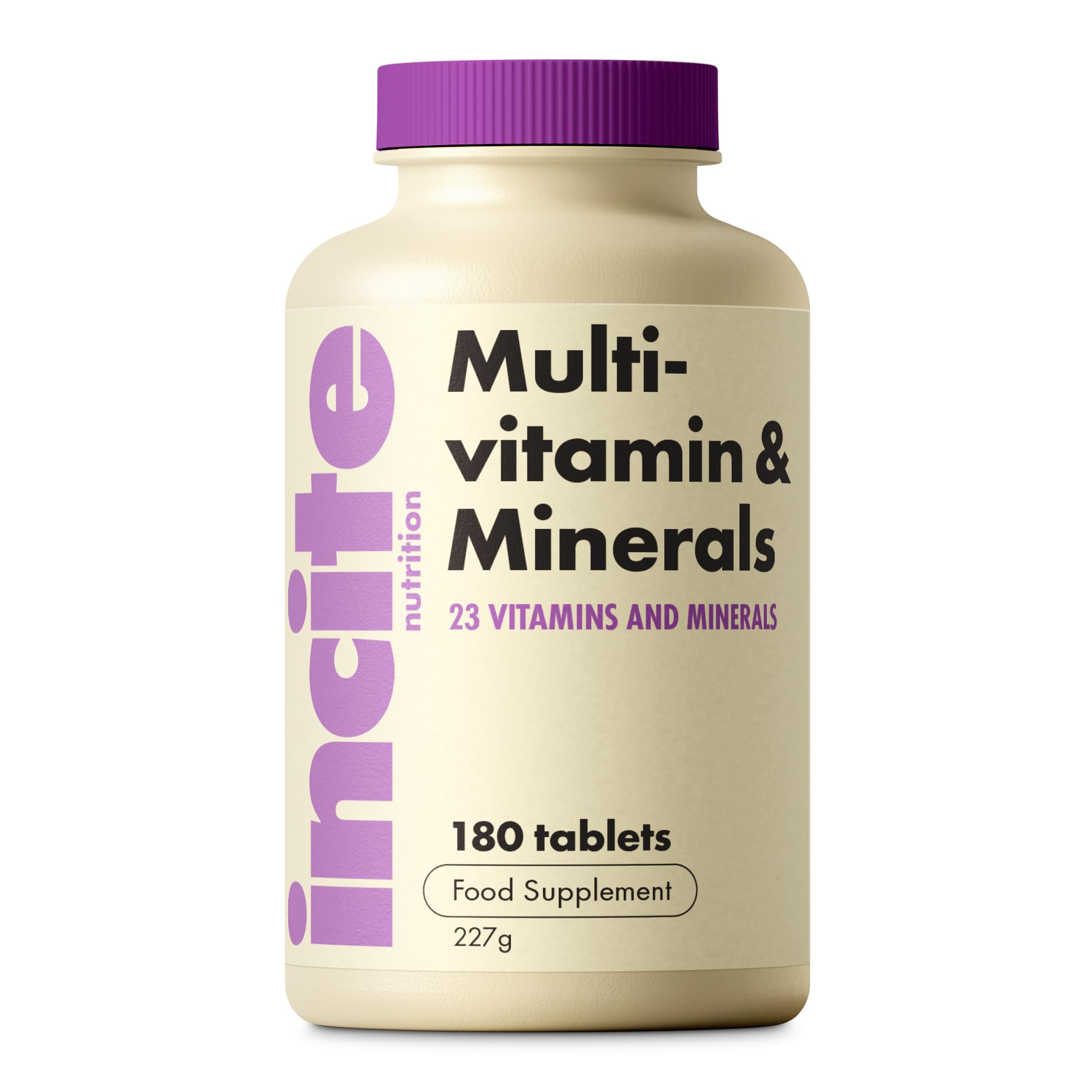 Incite Nutrition Multivitamin Tablets, 180 Vegan Tablets, 6 Month Supply, Daily Formula with 23 Vitamins & Minerals, Immune Support, Energy, Bone Health, Suitable for Vegetarians & Vegans