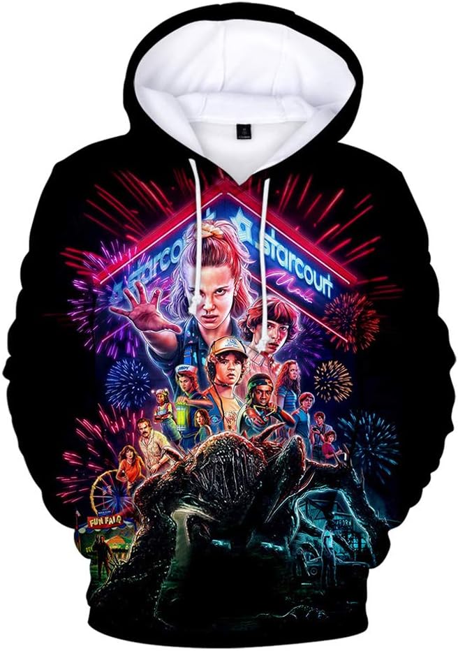 Novelty 3D Printed Pullover Hoodie Stranger Costume Hooded Sweatshirt