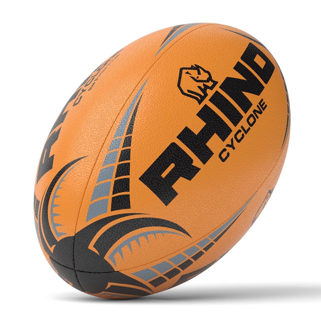Rhino Cyclone Rugby Ball, Fluo Orange, Size 3 — image 1
