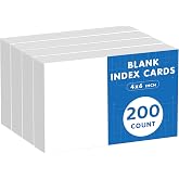 4x6 Note Cards Blank Index Cards, 200 Counts 4 x 6 Index Cards Unlined | 4x6 Notecards No Lines for Studying School, Blank on