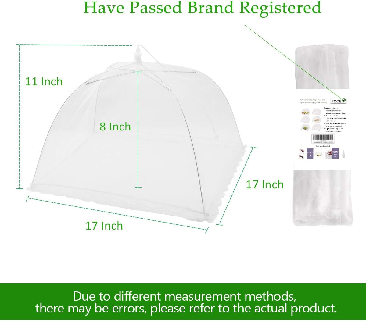 FOOEN (6 Pack) Pop-Up Picnic Mesh Food Covers Tent,17inch Reusable White Food Umbrella for Outdoors and Camping Food Net Cover Keep out Flies Mosquitoes - Image 3