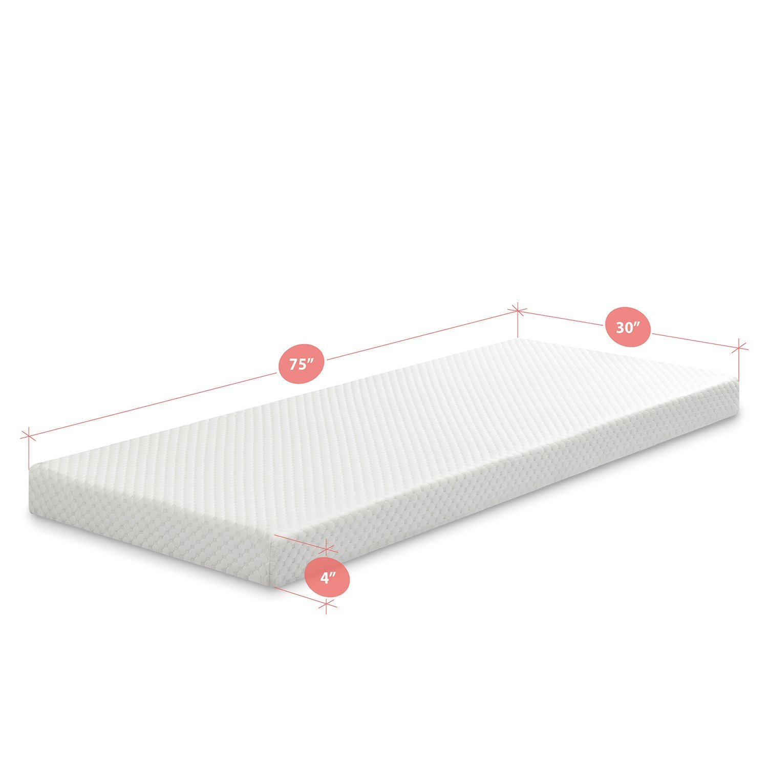 Zinus Memory Foam 4 Inch Mattress, Narrow Twin / Cot Size / RV Bunk