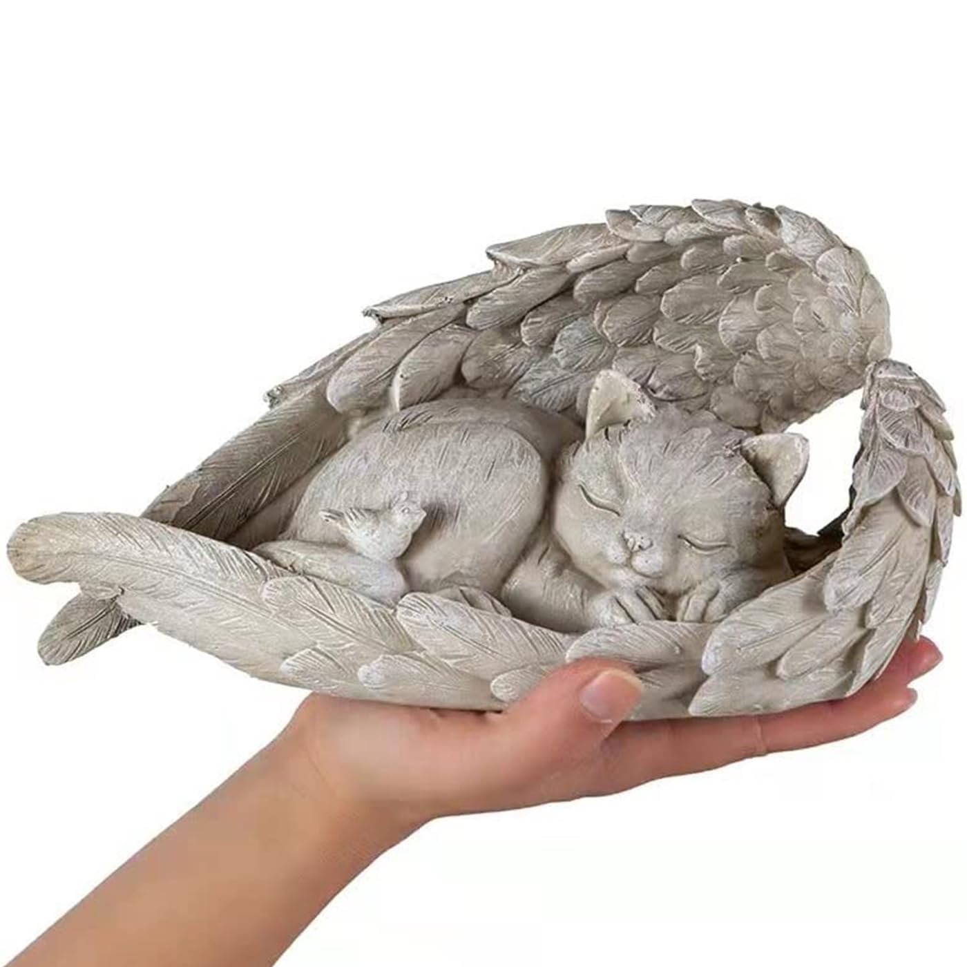 AOTOPYU Cat Dog Angel Pet Memorial Grave Marker Tribute Statue, Decorative Pet Memorial Animal Garden Statue, Polyresin, Memorial Stone Dog, Dog Angel Memorial Statue Remembrance (Large Dog)
