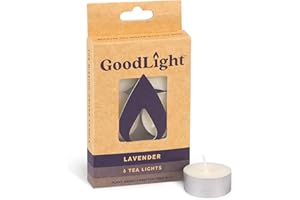 GoodLight Paraffin-Free Scented Tea Lights Candles, Clean-Burning and All-Natural Tea Light Candles, 4-Hour Burn Time (Lavender Scent, 6 Tea Lights)