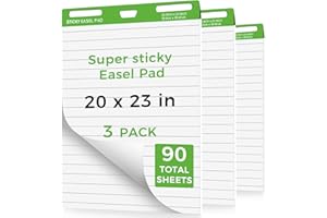 DINGIXOC Sticky Easel Pads 20 x 23 Inches, 3 Pack Anchor Chart Paper for Teachers, Self Stick Flip Chart Paper with Sticky Back for Classroom, Office, 30 Sheets/Pad (Lined)