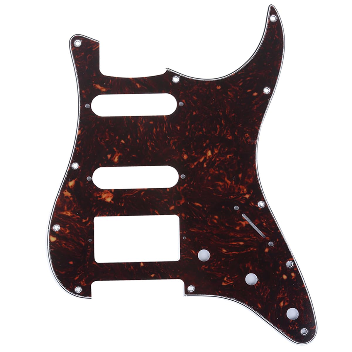 Musiclily Pro 11-Hole Modern Style Strat HSS Pickguard for American Stratocaster Guitar, 4Ply Tortoise Shell