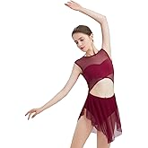 ODASDO Women Lyrical Dance Costume Tank Bodysuit Cut Out Front Ballet Leotard Morden Contemporary Dancewear
