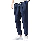 Zontroldy Men's Pants Cotton Linen Yoga Golf Beach Jogger Sweat Lounge Harem Pants Trousers