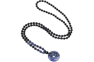 COAI 108 Mala Beads Prayer Necklace for Yoga Meditation, Donut Pendant Beaded Necklace for Men Women