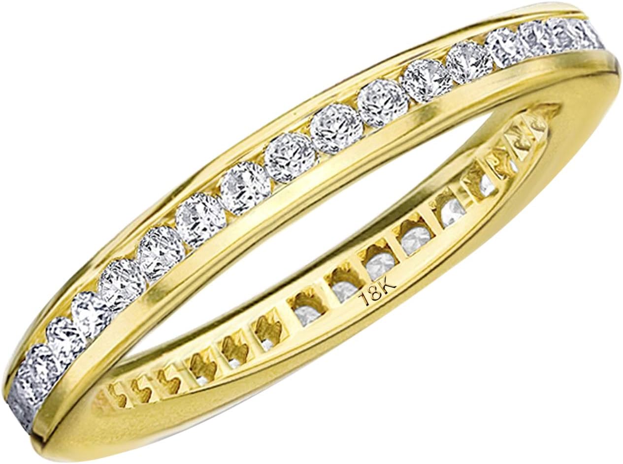 50CT Classic Channel Set Diamond Eternity Ring, 1/2CTTW Wedding Anniversary Band in 18K Gold (F-G Color, VVS1-VVS2 Clarity)
