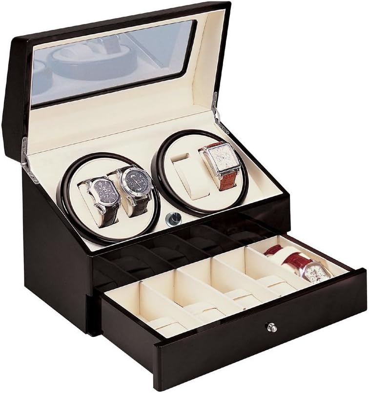 Jebely Automatic Quad Watch Winder 5 Storage Box CASE (Black)