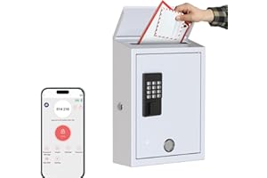 DiDiHere Mailbox with Electronic Lock, Wall Mount Locking Postbox for House, One Time Code/Permanent Code/Spare Key Unlock, Large Capacity for Collect Letter, Key Drop Box, White,Waterproof, 14x4x10in
