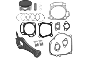 FUWTLP 3.308" Billet Aluminum Connecting Rod With 70mm Ceramic Coated Flat Top Piston .550 Gaskets For Predator 212cc Hemi/No