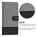 kwmobile Wallet case canvas cover for HTC 10 - Flip case with card slot and stand in grey black